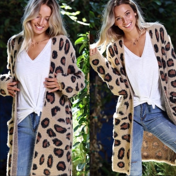 Dark Leopard Print Cardigan - Picture 2 of 3